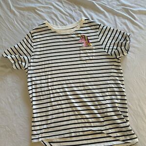 Sugarhill Brighton woman’s stripe T shirt with unicorn embroidery